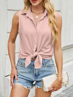 Button Down Collared Neck Tank
