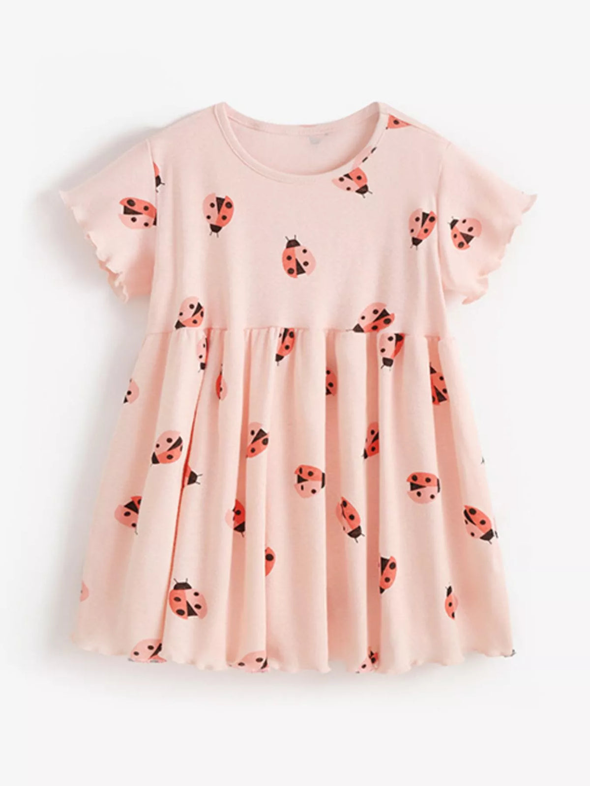 Children's Ladybug Print Ruffle Trim Casual Dress