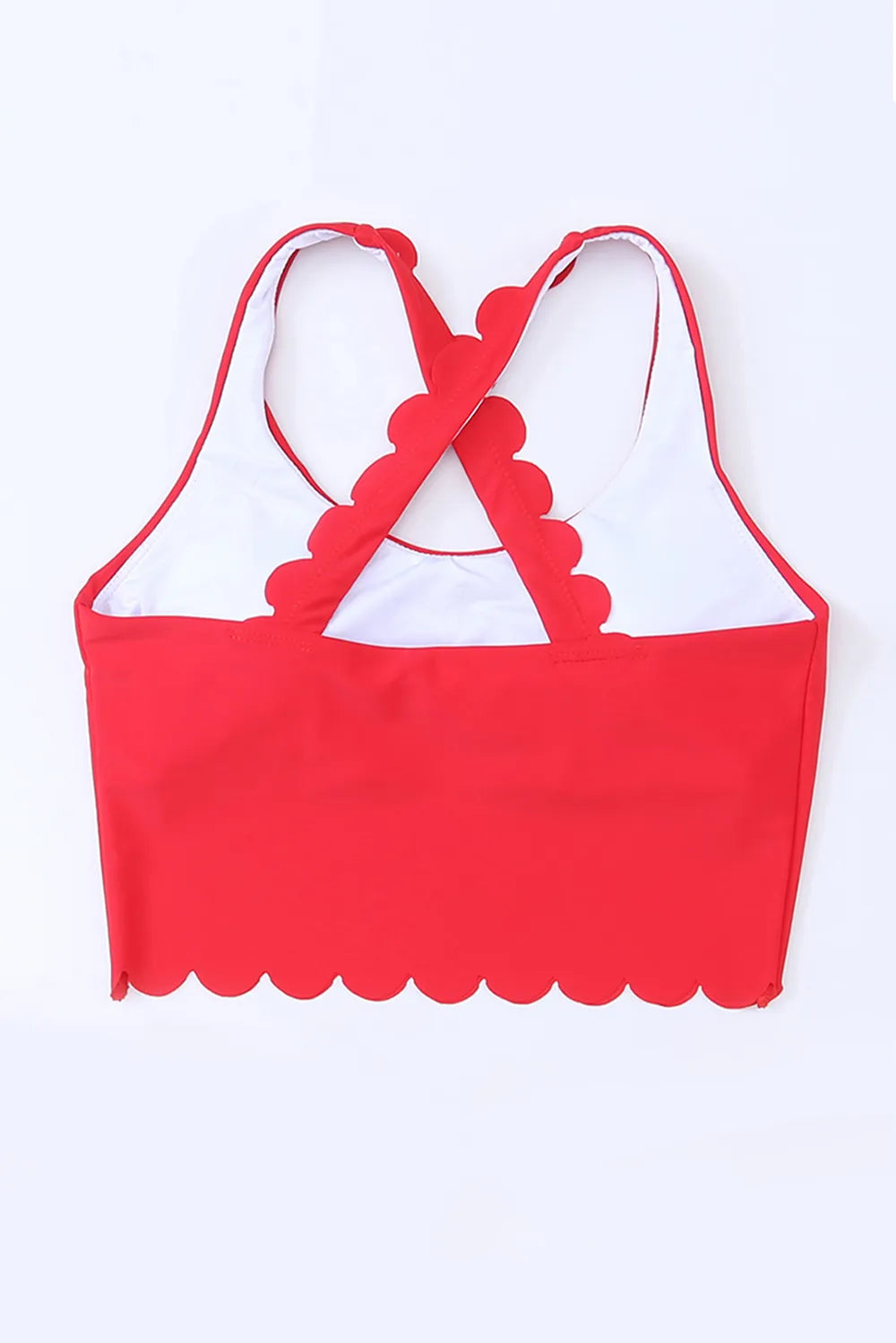 Crisscross Scoop Neck Swim Top - Ladyez