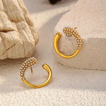 Pearl-Accented C-Hoop Earrings