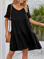 Ruffled Sleeve Tiered Mini Dress