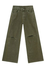 Distressed Wide Leg Jeans with Pockets