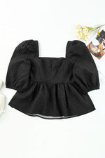 Square Neck Half Sleeve Peplum Blouse