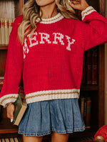 MERRY Contrast Edge Drop Shoulder Christmas Sweater