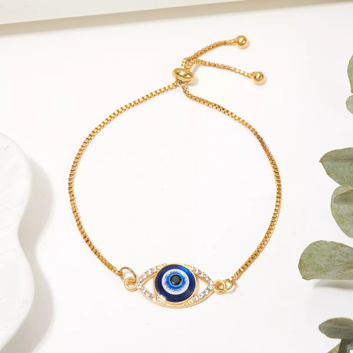 18K Gold-Plated Resin Evil Eye Adjustable Bracelet