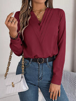 Layered V-Neck Long Sleeve Blouse