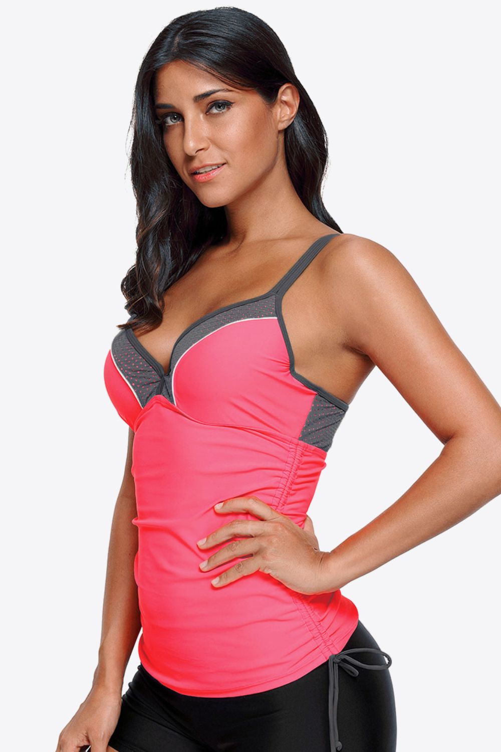 Contrast Sweetheart Neck Swim Cami - Ladyez