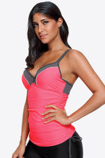Contrast Sweetheart Neck Swim Cami - Ladyez