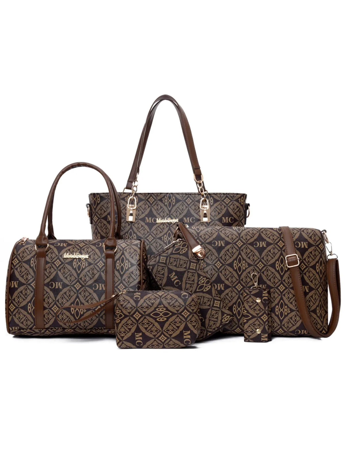 6-Piece Geometric Pattern Bag Set - Ladyez