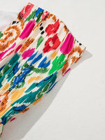 Abstract Print V Neck Dolman Sleeve Ruffle Tiered Mini Dress