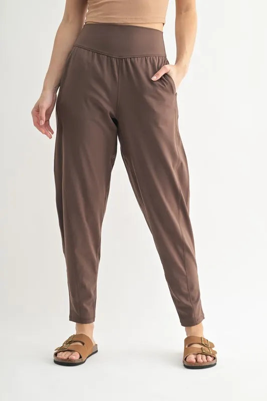 MONO B Flowbarrel High Waist Active Pants - Ladyez