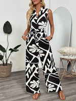Printed Sleeveless Wide Leg Jumpsuit