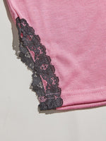 V-Neck Lace Trim Slit Cami and Pants Pajama Set - Ladyez
