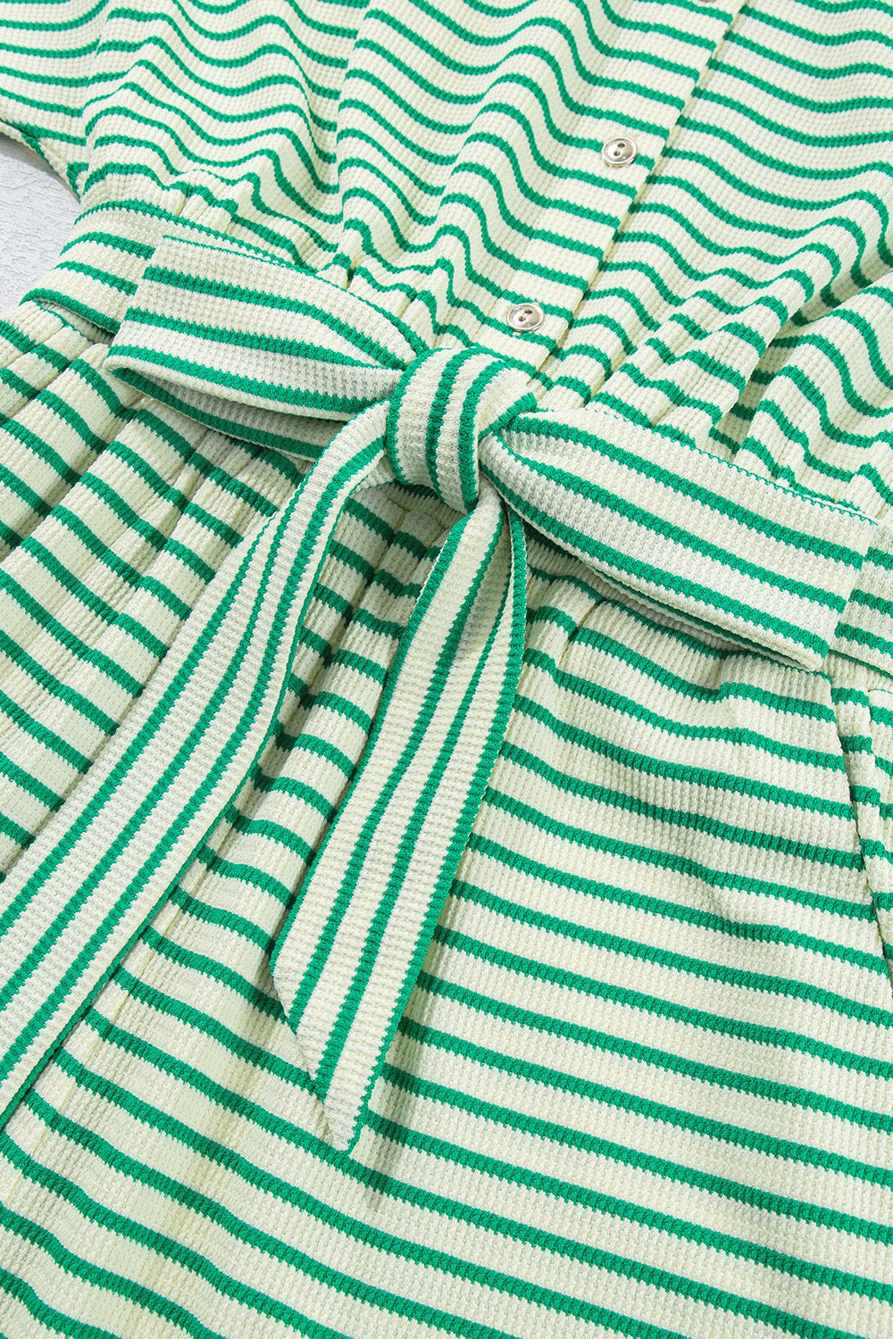 Striped Half Sleeve Tie Waist Romper - Ladyez