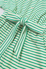 Striped Half Sleeve Tie Waist Romper - Ladyez