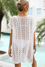 Angel Wings Openwork Plunge Dolman Sleeve Cover-Up Dress - Ladyez