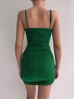 Twisted Ruched Spaghetti Strap Dress - Ladyez