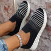 Striped Round Toe Platform Slip-Ons