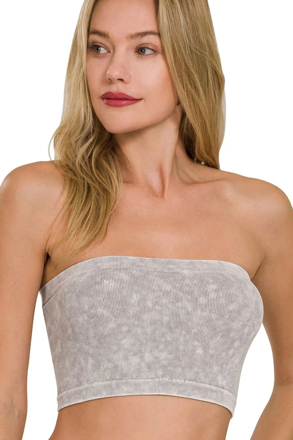Zenana Washed Ribbed Seamless Tube Top - Ladyez