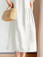 Full Size Casual Round Neck Midi Dress Plus Size - Ladyez