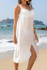 Slit Scoop Neck Wide Strap Cover Up - Ladyez
