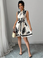 Printed Sleeveless Button Front Dress