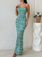 Crisscross Back Floral Print Bodycon Maxi Dress - Ladyez