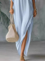 Full Size V-Neck Maxi Dress with Side Slits Plus Size
