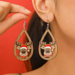 Christmas Reindeer Teardrop Dangle Earrings