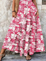 Full Size Printed V-Neck Tiered Maxi Dress Plus Size