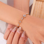 18K Gold-Plated Rhinestone Flower Bracelet