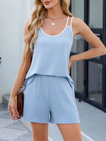Casual Ribbed Tank Top and Shorts Set