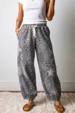Leopard Star Patch Wide Leg Pants