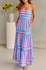 Striped Tiered Maxi Cami Dress