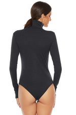 Ribbed Turtleneck Long Sleeve Bodysuit - Ladyez