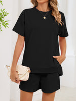 Round Neck Short Sleeve T-Shirt and Shorts Set