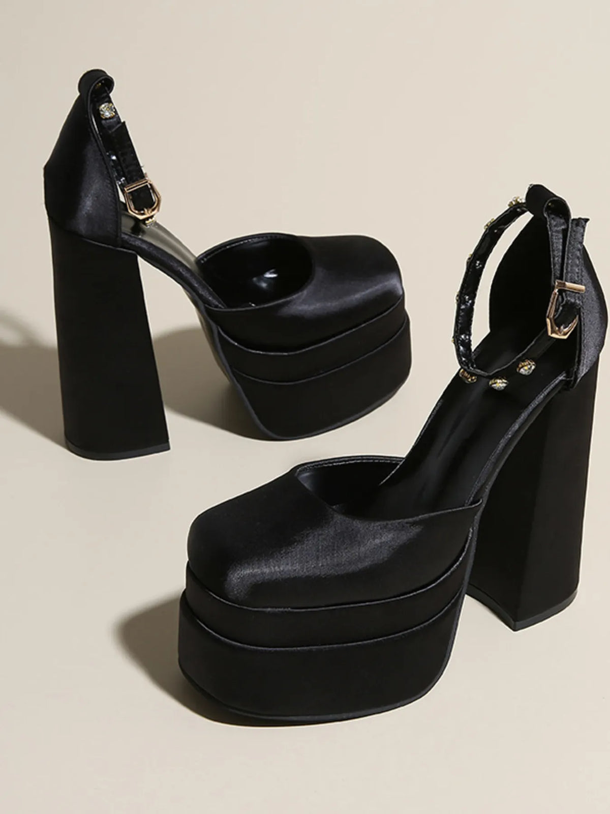 Platform High Heel Ankle Strap Pumps - Ladyez