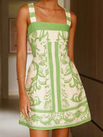 Printed Square Neck Midi Dress