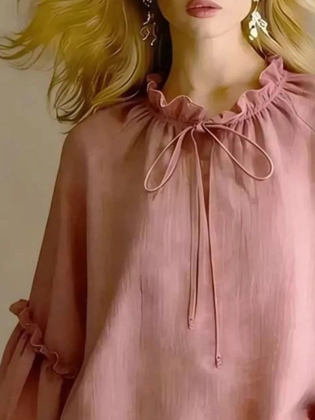 Frill Balloon Sleeve Blouse