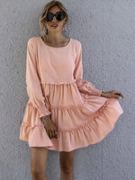Ruffle Tiered Long Sleeve Mini Dress