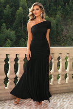 One-Shoulder Ruched Maxi Dress - Ladyez