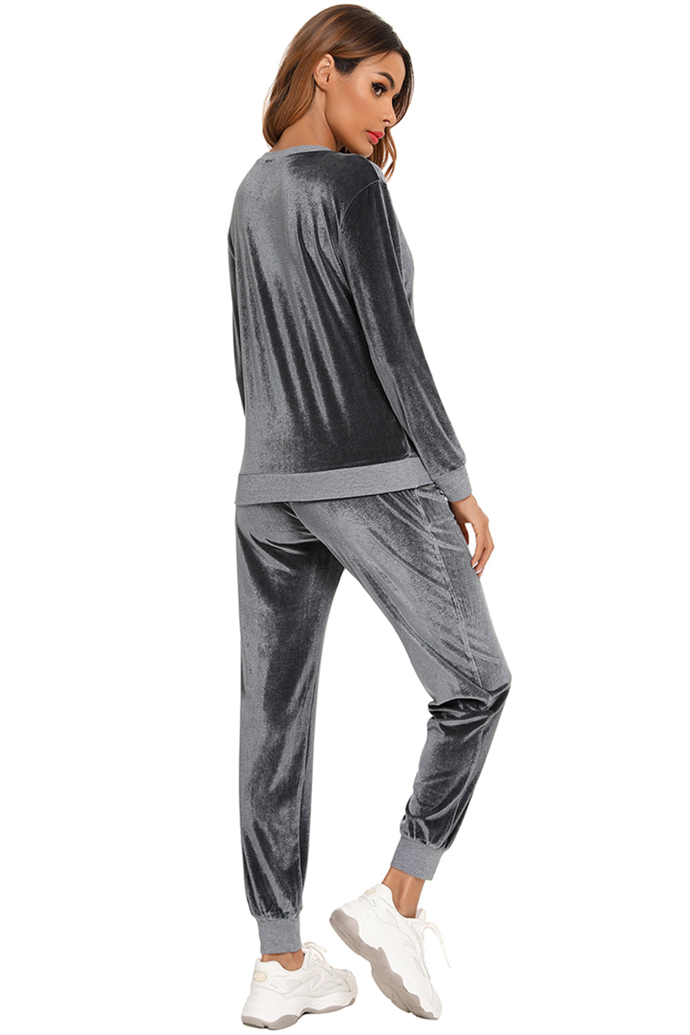 Round Neck Long Sleeve Loungewear Set with Pockets - Ladyez