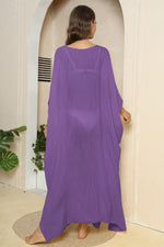 V-Neck Three-Quarter Sleeve Cover-Up - Ladyez