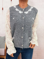 Lace Sleeve Button-Up Cardigan
