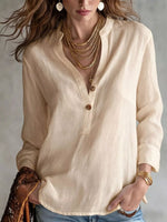 Button Detail Long Sleeve Blouse