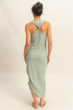 HYFVE Scoop Neck Side Tie Detail Midi Dress
