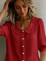 Full Size Peter Pan Collar Button-Down Shirt Plus Size