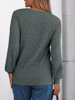 Ribbed Knit T-Shirt with Lace Shoulder Detail