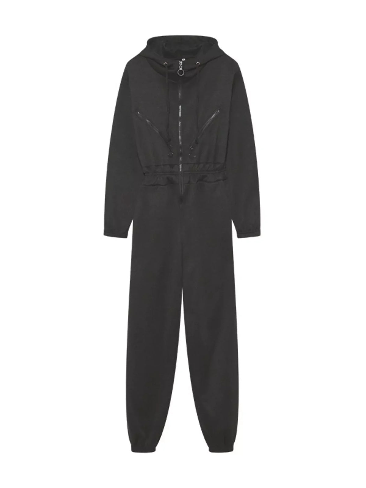 Hooded Zip-Up Long Sleeve Jumpsuit