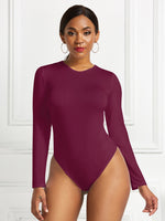 Round Neck Long Sleeve Bodysuit - Ladyez